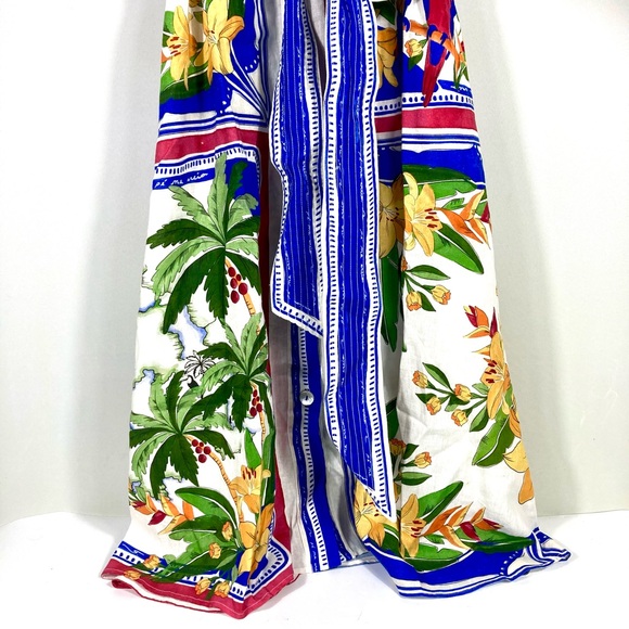 *SOLD* Farm Rio Tropical Destination Midi Linen Blend Shirt Dress Small NWT - Picture 16 of 17